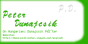 peter dunajcsik business card